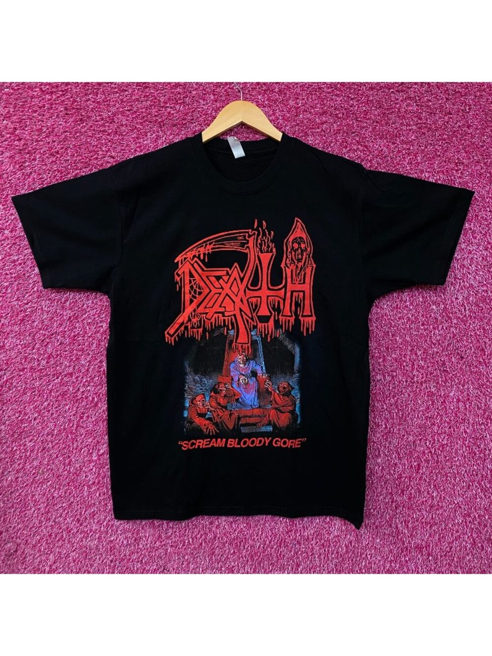 Death Scream Bloody Gore Album Artwork Graphic Death Metal T-Shirt Large